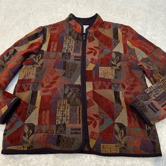 Coldwater Creek Jackets & Blazers - Coldwater Creek Jacket Womens L Tapestry Button Up Boho Indie Embroidered Casual